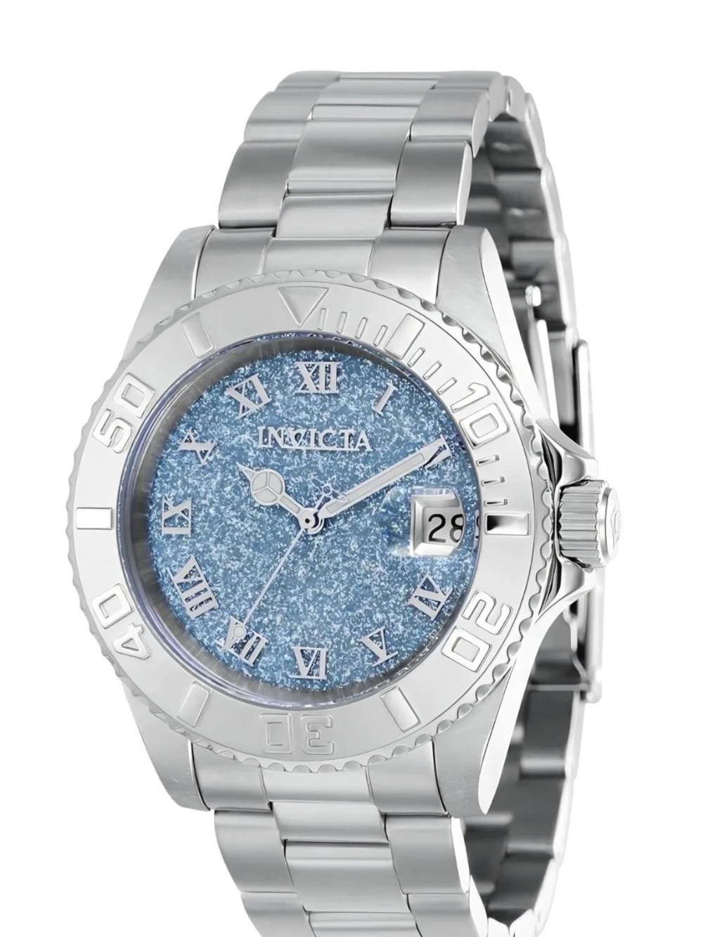 Invicta Angel 40160 Womens Watch Light Blue Glitter Dial Stainless Steel